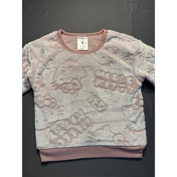 Hello Kitty Sweatshirt Girls Small 6 6X Pink Fuzzy Plush Pullover Top Cozy - Picture 1 of 7